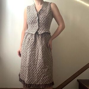 70’s vintage brown, pink, and white tweed John Meyer 2 piece matching set